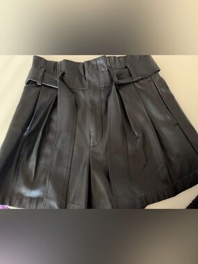 Zara Black Faux Leather Skirt with Label Detail